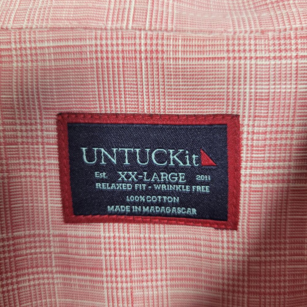 Untuckit Men's Button Front Pink Plaid Shirt Size 2XL 41726-1334 - Picture 3 of 8
